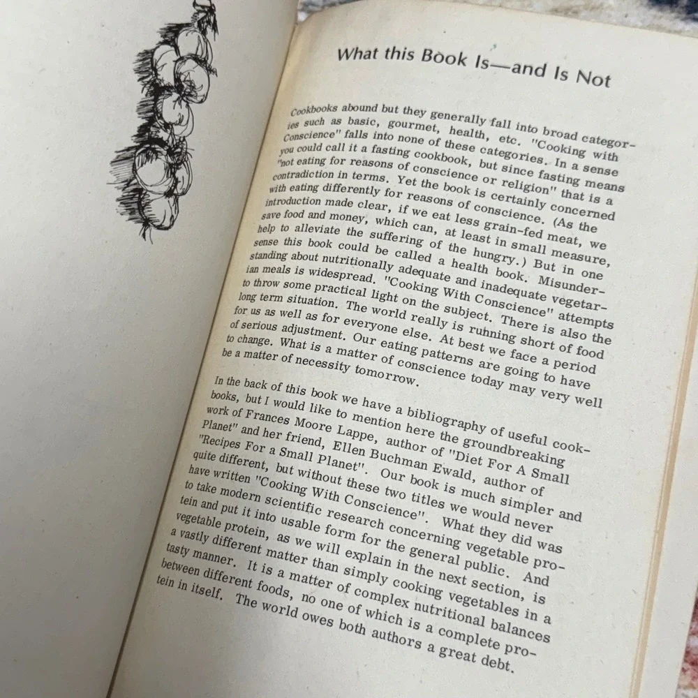 Cooking with‎ Conscience Cookbook Vegetarian Recipes World Hunger 1975